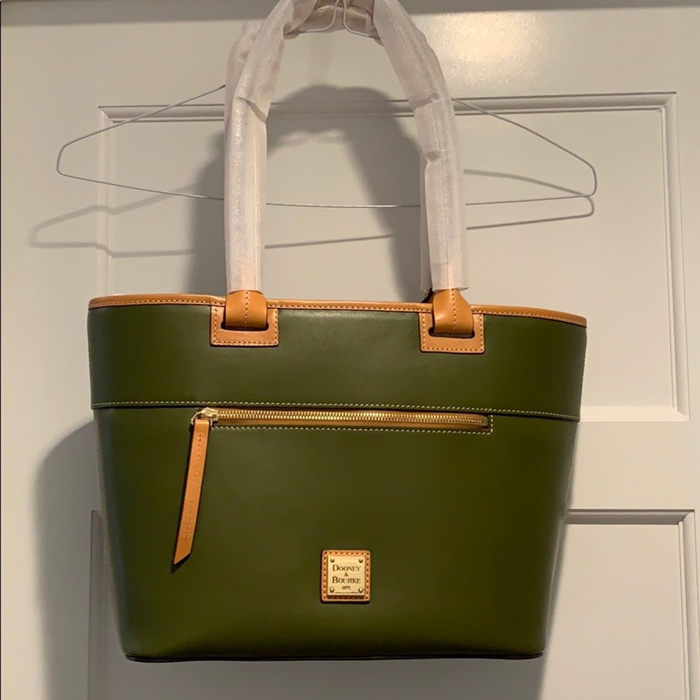Green and brown leather Dooney & Bourke tote